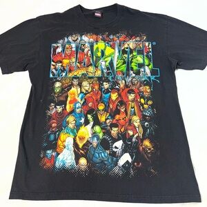 Vintage Mad Engine Official Marvel And Avengers Characters Black T-Shirt size XL